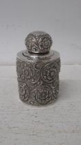 A late Victorian silver mounted scent bottle Samuel Mordan & Co London 1891 with heavy floral