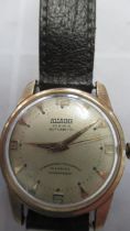 A gents Allaine auto with seconds on black leather strap - working in the saleroom - case size 32mm