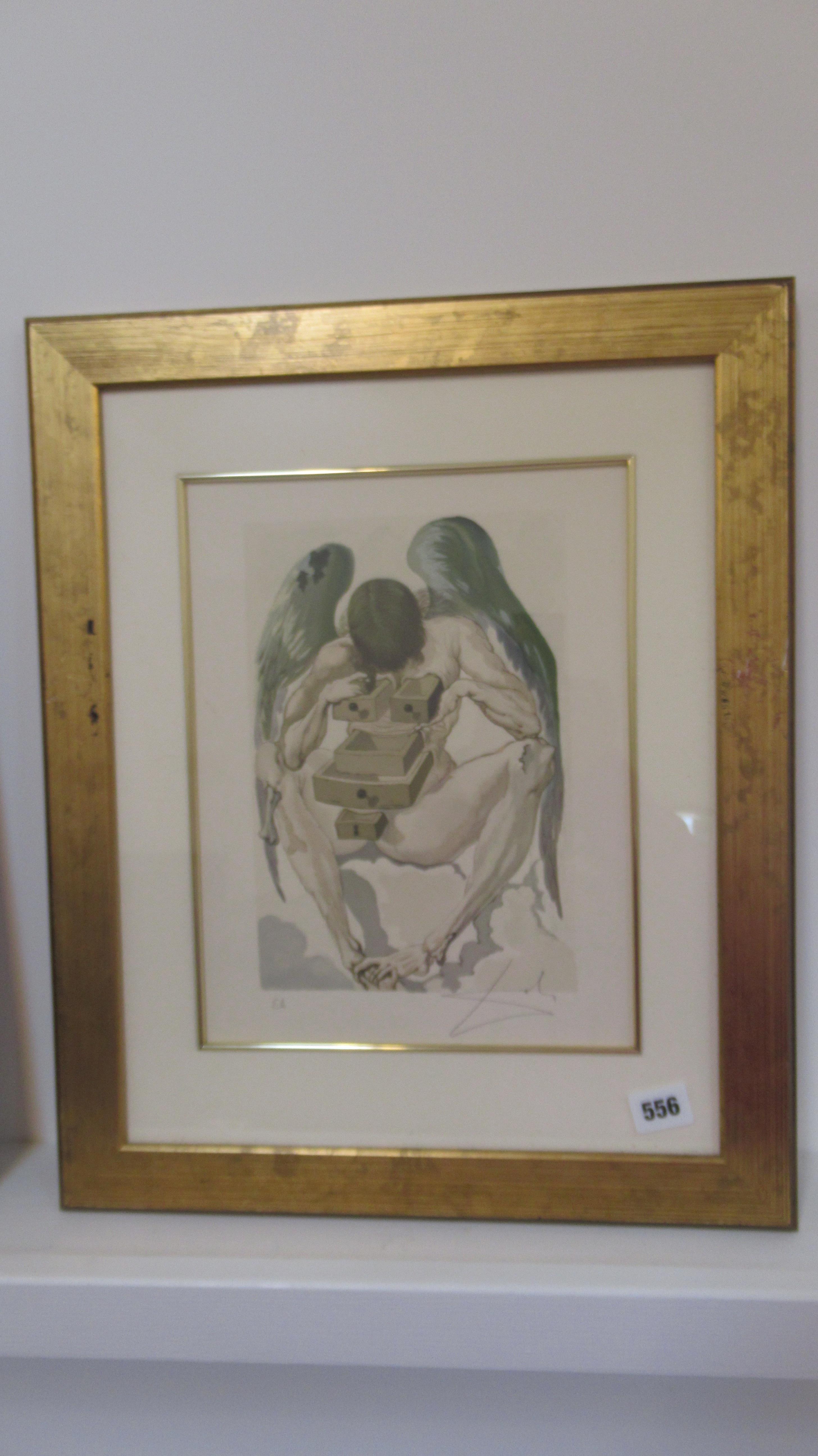 A Salvador Dali signed print - The Reign of the Penitents Purgatory #1 - 26cm x 17cm - in a gilt fr
