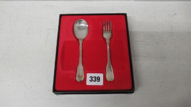 A German .800 silver fork and spoon Christening set, approx 1.5 troy oz