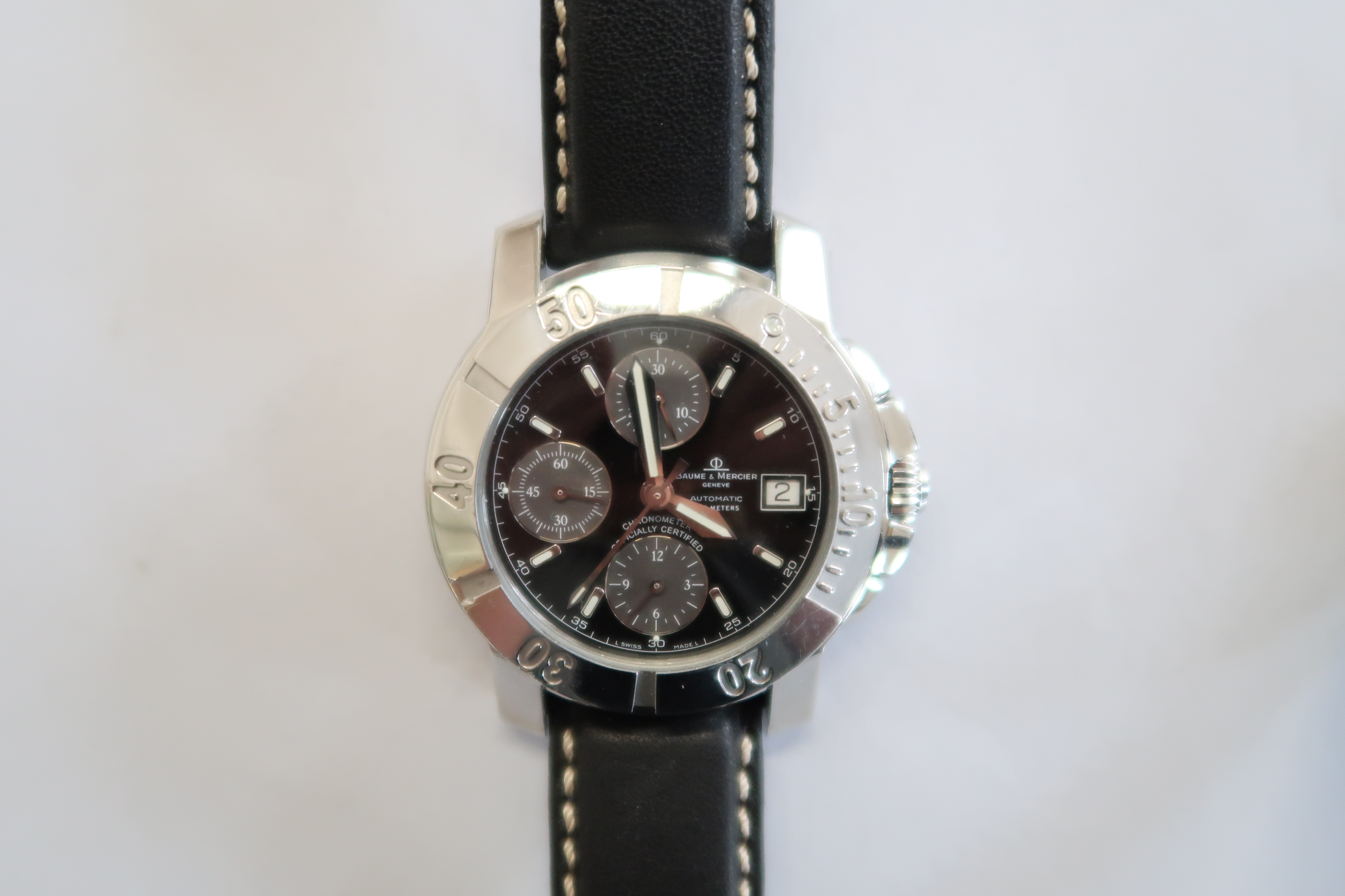 A Gents Baumer Mercier stainless steel automatic Capeland chronograph, case 40mm with stainless