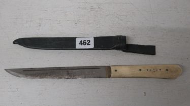 A Turkish bone handled 'Bichaq' type knife, steel blade, approx 17cm, overall length 29cm, with