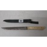 A Turkish bone handled 'Bichaq' type knife, steel blade, approx 17cm, overall length 29cm, with