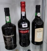 Three bottles of Port; Dows 10 year old, Burmester and a bottle of Cockburns
