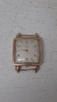 A hallmarked 9ct cased 1940's / 50's Avia wristwatch square case 28mm, not currently working, approx