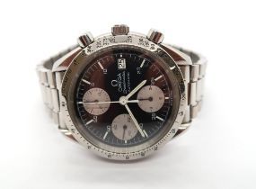 A stainless steel Omega Speedmaster reverse panda automatic chronograph gents bracelet