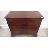 An 18th century style burr walnut chest with a cross banded top over two short and three long