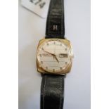 A Seiko Gents wristwatch on a leather strap, working in saleroom