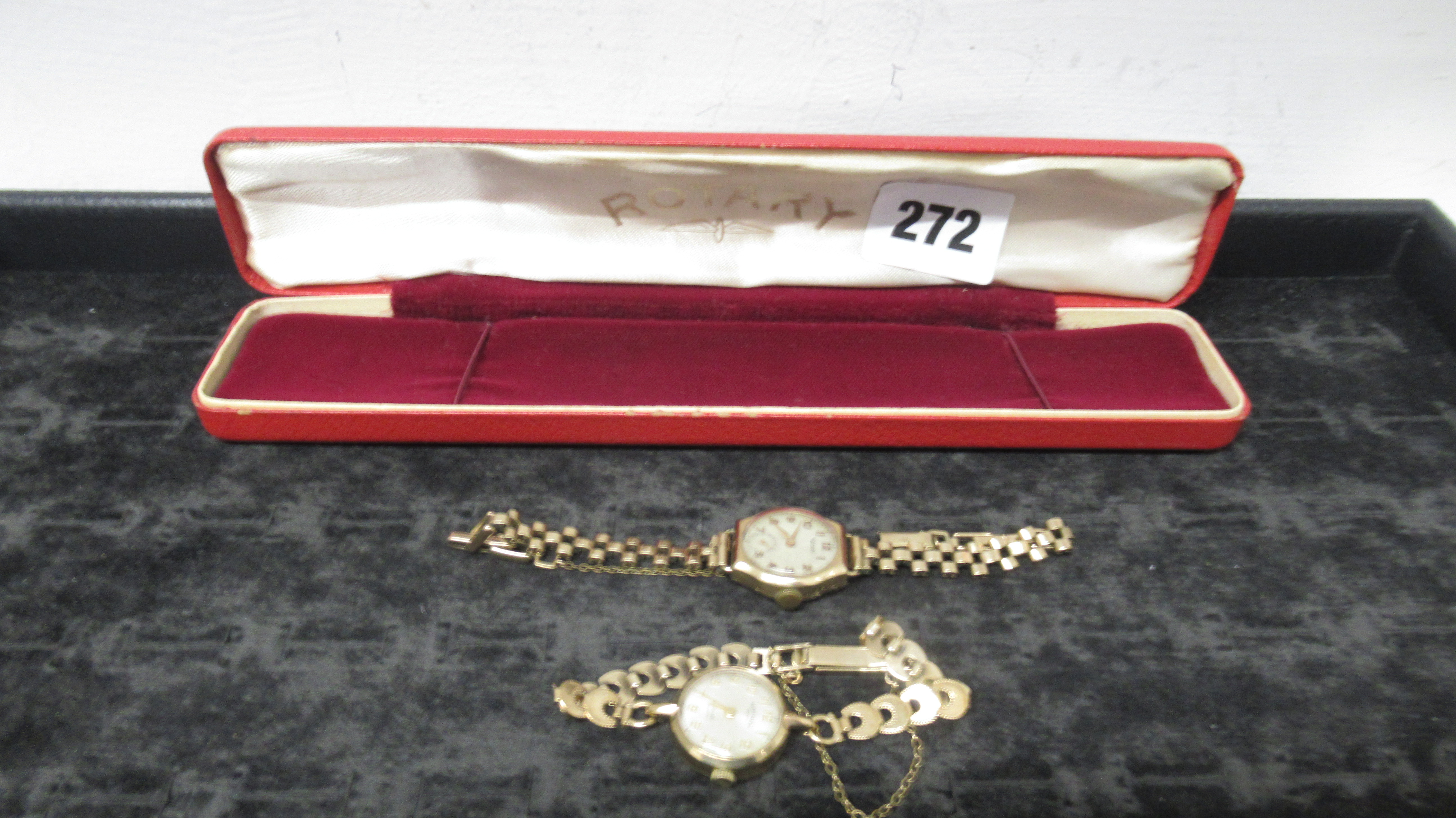 Two 9ct gold Rotary ladies watches with gold straps, total weight approx 32 grams - Bild 2 aus 2