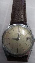 A gents Pierce auto watch with date on brown leather strap - working in the saleroom - case size