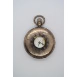 A silver cased J.W Benson half Hunter pocket watch, case 52mm, Birmingham 1927, not currently