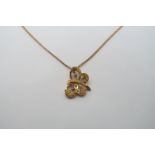 A hallmarked 9ct yellow gold butterfly pendant on a 9ct hallmarked chain, pendant 2cm set with