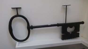 A heavy cast iron key probably for advertising a Locksmiths - Width 102cm x Height 40cm