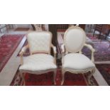 Two cream coloured bedroom chairs
