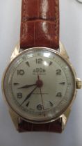 A ladies Agon auto with second hand on brown leather strap - working in the saleroom