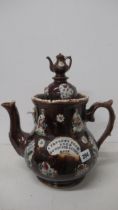 A large Victorian Barge Ware tea pot, approx 34mm x 32mm