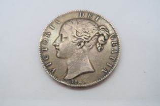 A Victorian 1845 silver crown