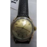 A gents Elgin auto, seconds, on black leather strap - working in the saleroom - case size 34mm