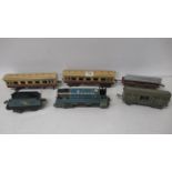 Model train set with tracks including Marx Mar Lines 3978, coaches, track etc