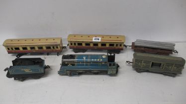 Model train set with tracks including Marx Mar Lines 3978, coaches, track etc