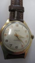 A gents Croma auto with seconds on brown leather strap - working in the saleroom - case size 30mm