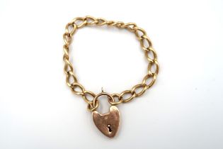 A 9ct yellow gold bracelet with heart lock, approx 24.7 grams