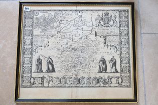 A John Speed double sided map of Cambs & Suffolk circa 1610 - 53cm x 45cm