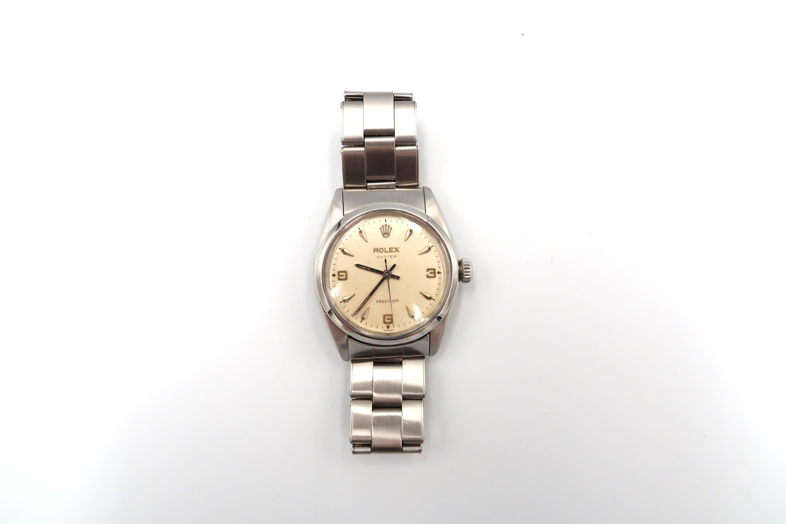 An early Gents steel cased Rolex Oyster precision wristwatch - diameter 35mm not including screw