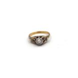An old cut diamond single stone ring. Estimated 0.20ct, estimated I/J colour, VS2/SI1 clarity.