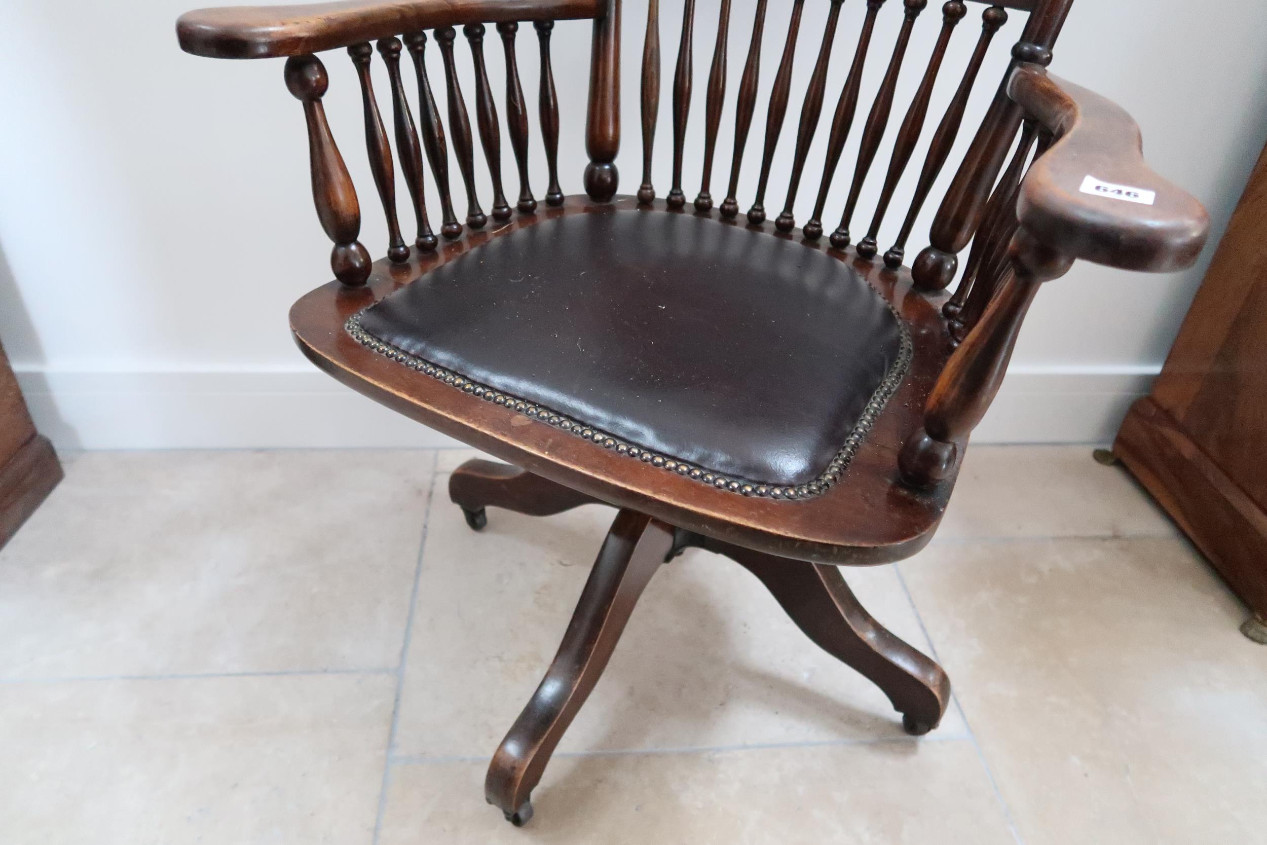 An early 20th century mahogany framed revolving desk chair - Image 2 of 3