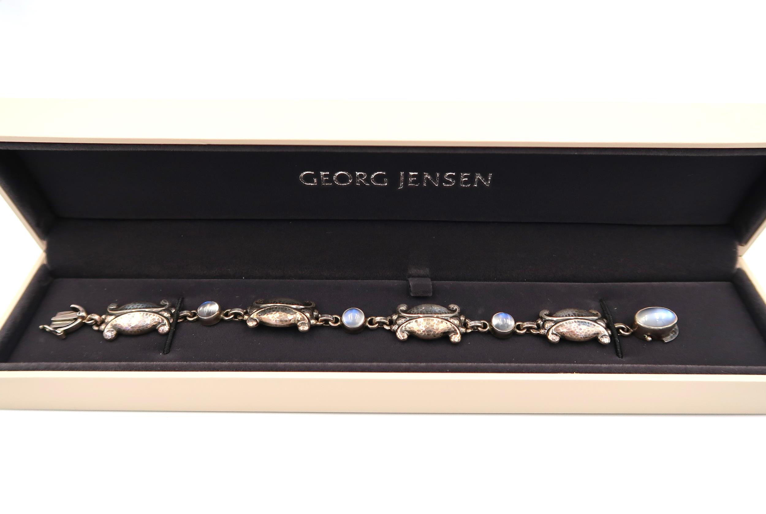 A Georg Jensen heritage 'moonlight' bracelet set with four moonstones number 11, design ref:3530908, - Image 2 of 5