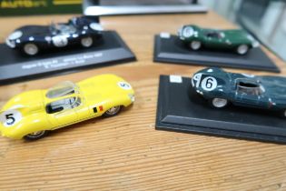 An Autoart Classic Division 1:18 model D type Jaguar, (boxed), an Autoart Jaguar XJB, a Tyrrell