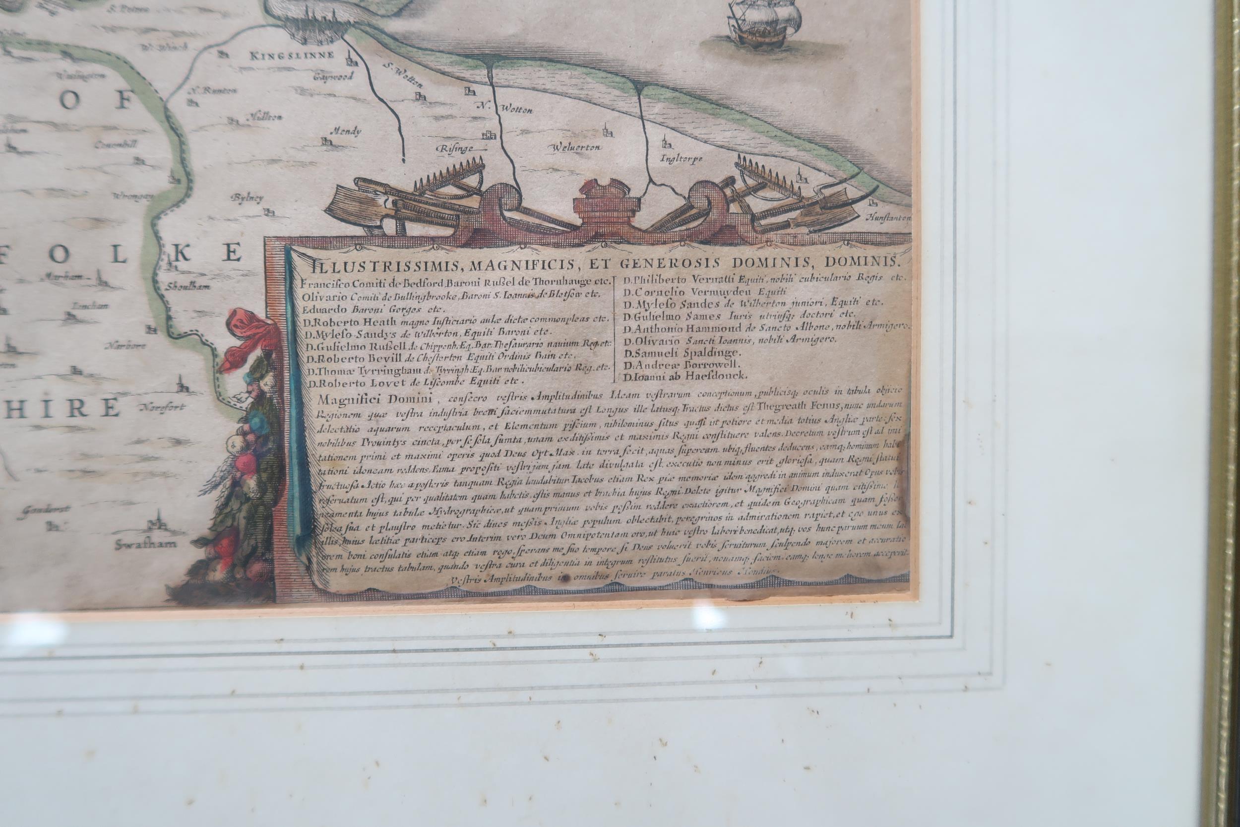 A framed map Ioannis Lansonil of Fens circa 1650 - Cambridge to the North Sea - Image 2 of 5
