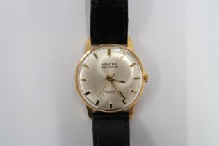 A Gents Montine automatic watch on a black leather strap, running in saleroom