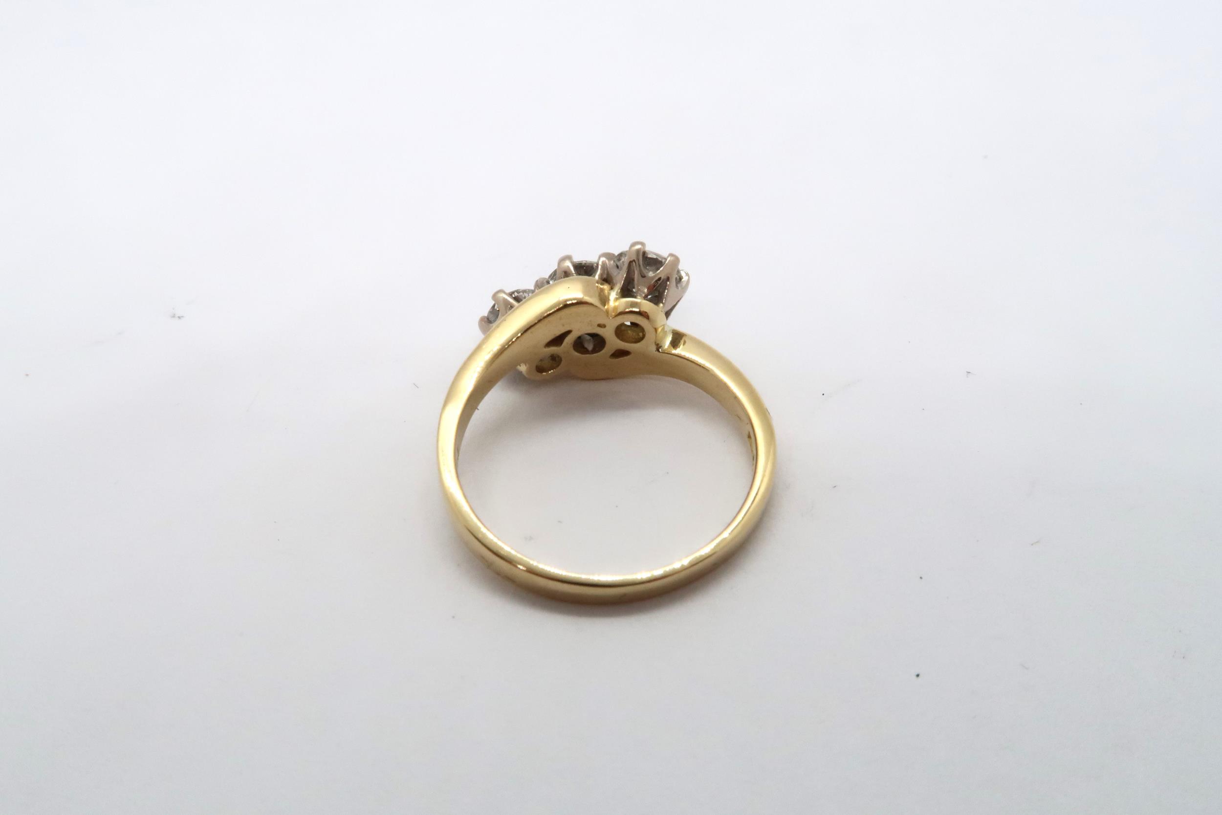 An 18ct yellow gold 3 stone diamond ring, total diamond weight 1ct, diamond weight is marked on - Image 3 of 3