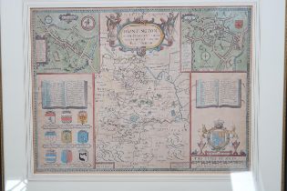 A Speed Bassett map of Huntingdon circa 1656 - 51cm x 40cm