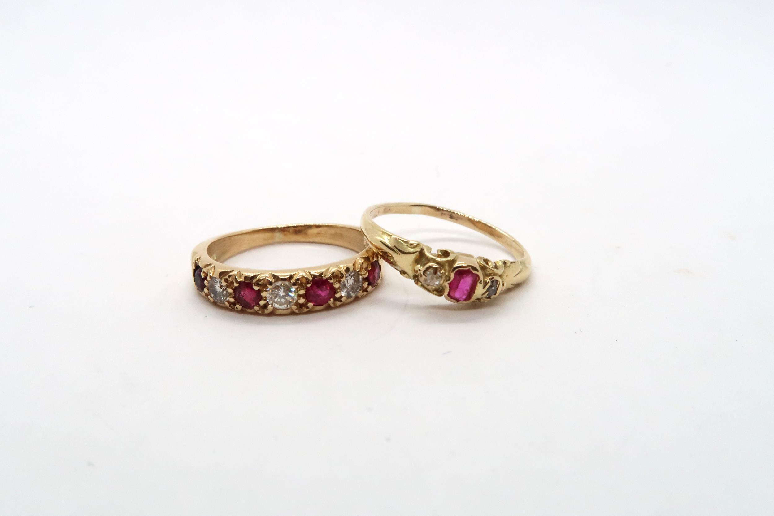 Two ruby and diamond dress rings, size I
