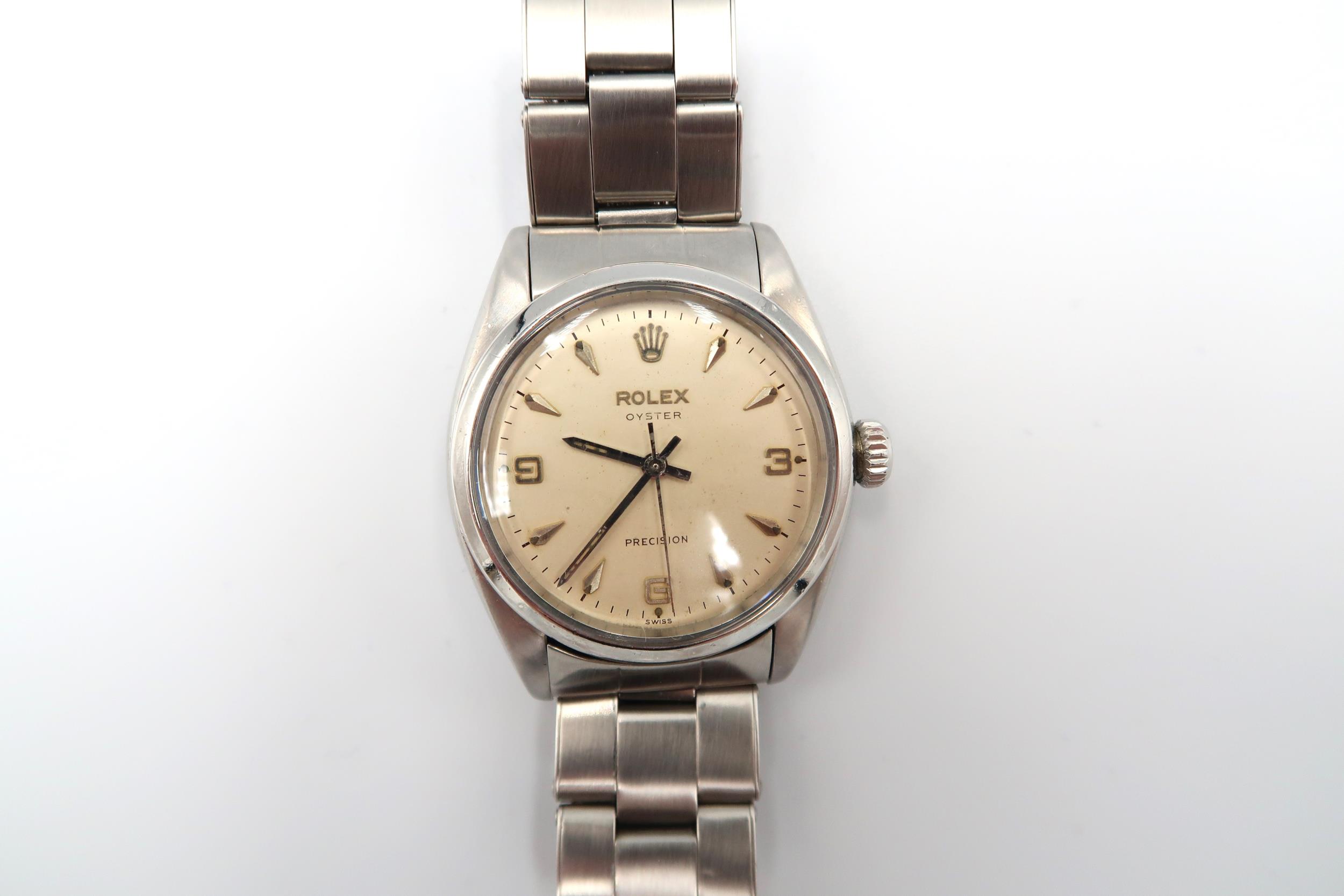 An early Gents steel cased Rolex Oyster precision wristwatch - diameter 35mm not including screw - Image 2 of 5