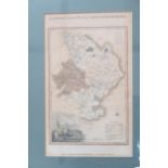 A framed map of Huntingdonshire by Langley circa 1818 - 30cm x 19cm