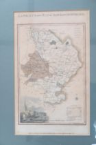 A framed map of Huntingdonshire by Langley circa 1818 - 30cm x 19cm