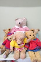 Six vintage teddy bears - all play worn