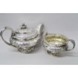 A hallmarked silver teapot and bowl - approx weight 34.5 troy oz