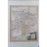 A framed map of Huntingdonshire by Ellis - 25cm x 19cm - circa 1766