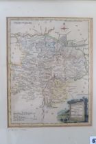 A framed map of Huntingdonshire by Ellis - 25cm x 19cm - circa 1766