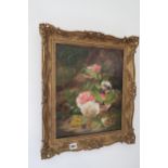 Thomas Worsey - Oil on canvas still life of mixed flowers - 40cm x 32cm - dated 1857 - signed