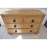 A good quality 19th century pine chest with two short over three long drawers, turned legs