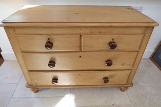 A good quality 19th century pine chest with two short over three long drawers, turned legs