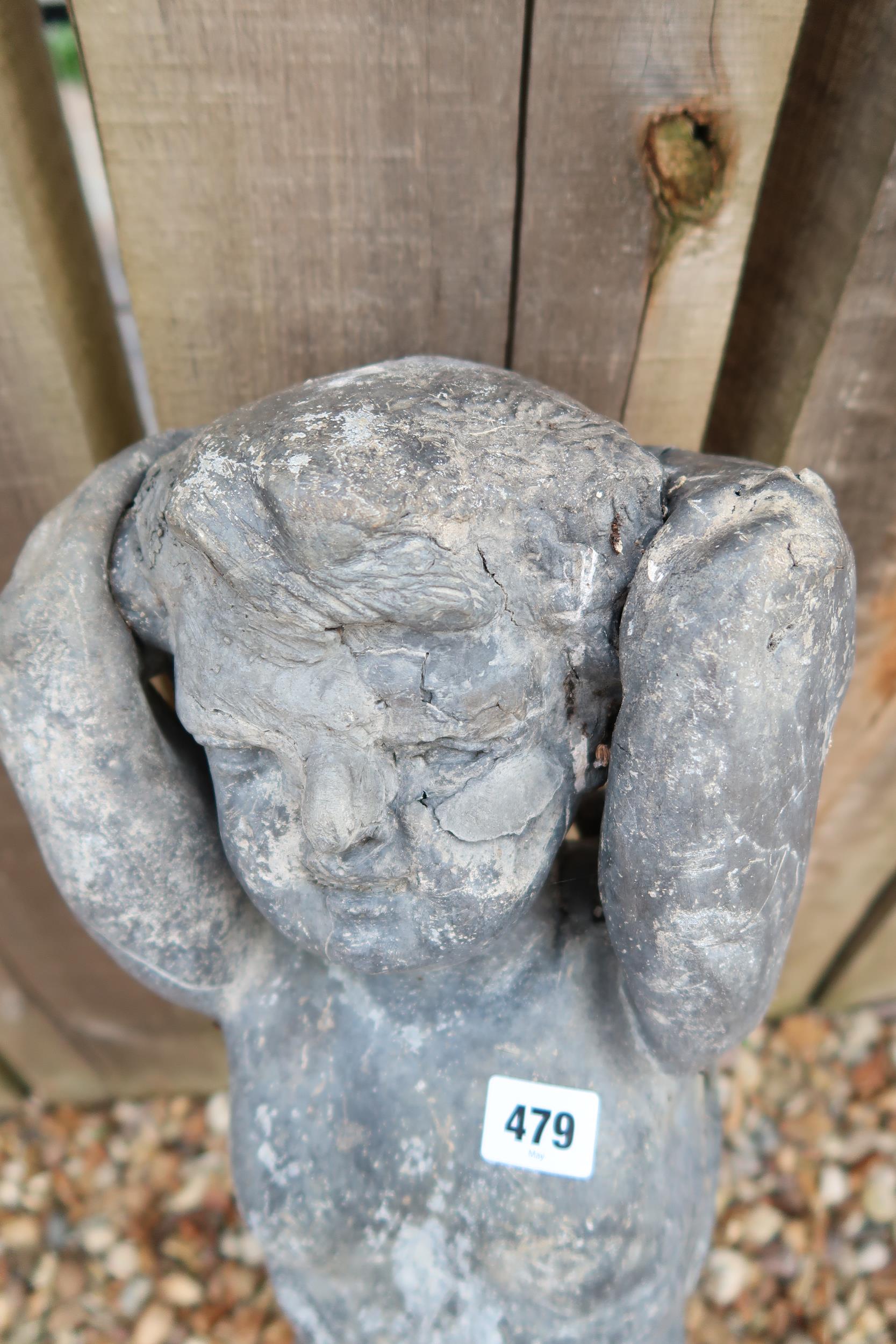 A lead garden figure of a cherub, 70cm high - Image 2 of 4