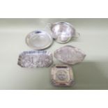 Assorted silver dishes and porringer - approx weight 8.38 troy oz