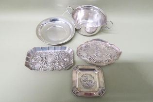 Assorted silver dishes and porringer - approx weight 8.38 troy oz